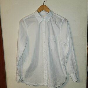 J crew White Long Sleeve Button Up Cotton Poplin Size 6 Small